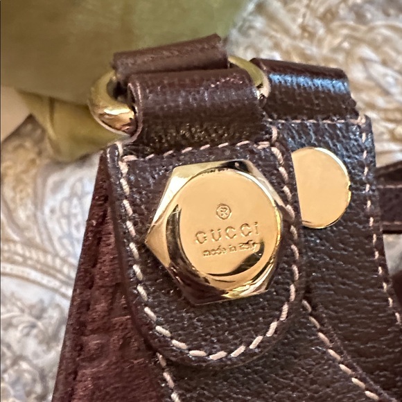 SUEDE Gucci Dark Brown Monogram Shoulder Bag - Picture 9 of 13